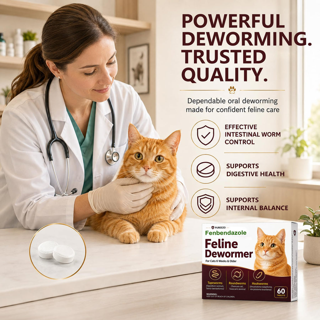 Cat Dewormer Tablets for Tapeworms, Roundworms & Hookworms W526895