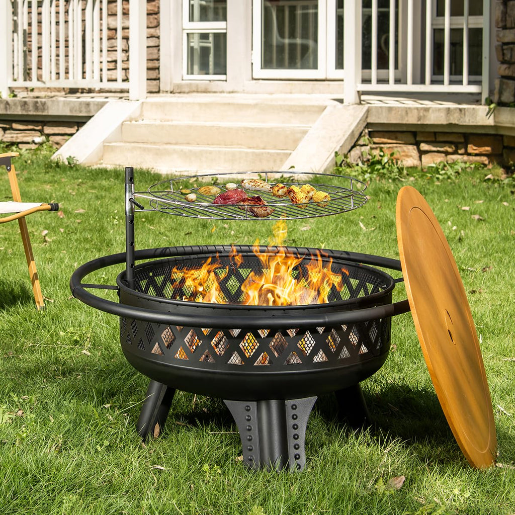 32 Inch Outdoor Fire Pit with Grill A769191