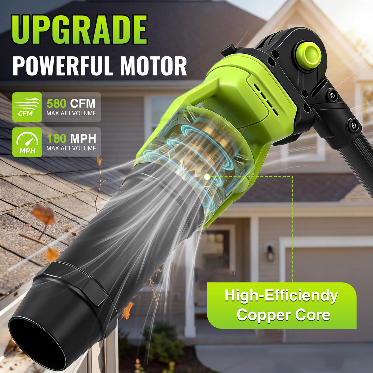 Cordless Leaf Blower with 2 Batteries 21V, 580CFM/180MPH Y111690
