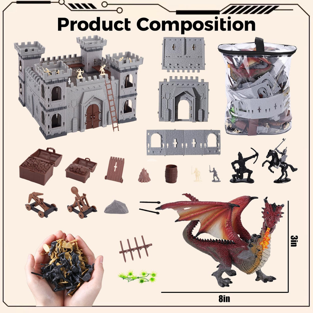 275PCS Medieval Dragon Castle Knights Figures Set G8394