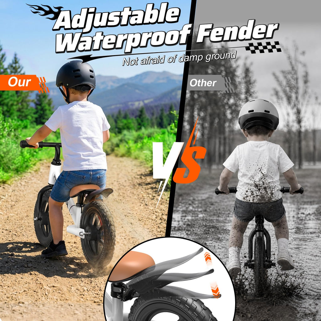 Adjustable Toddler Balance Bike with Fender and LED Tires L120906