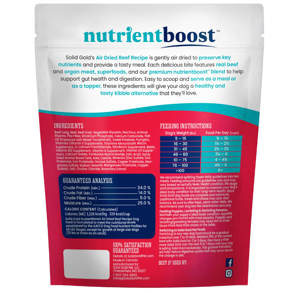 Air Dried Dog Food Topper & Treats Beef 1lb Y2787