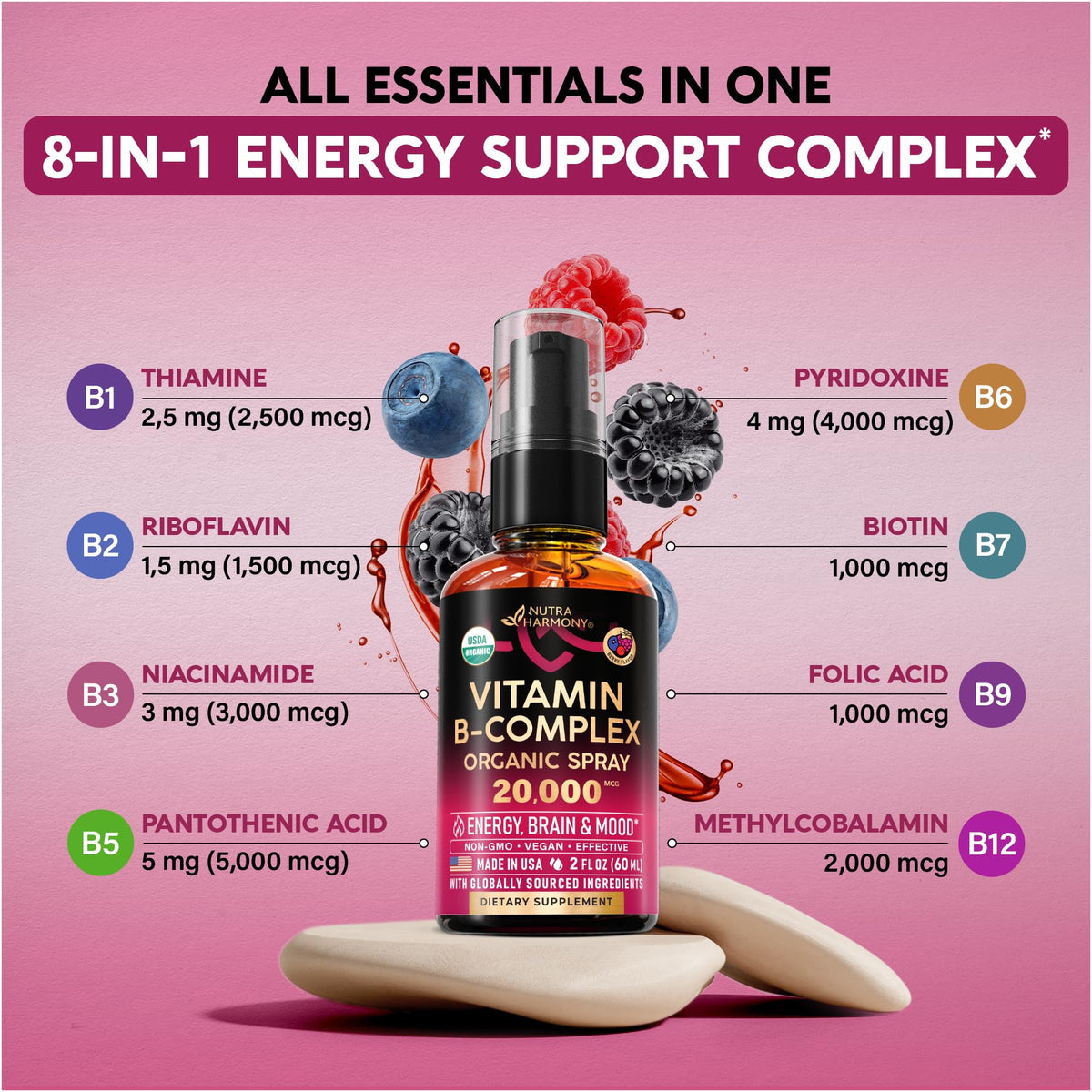 USDA Organic Vitamin B-Complex 20000mcg 2Oz F2842