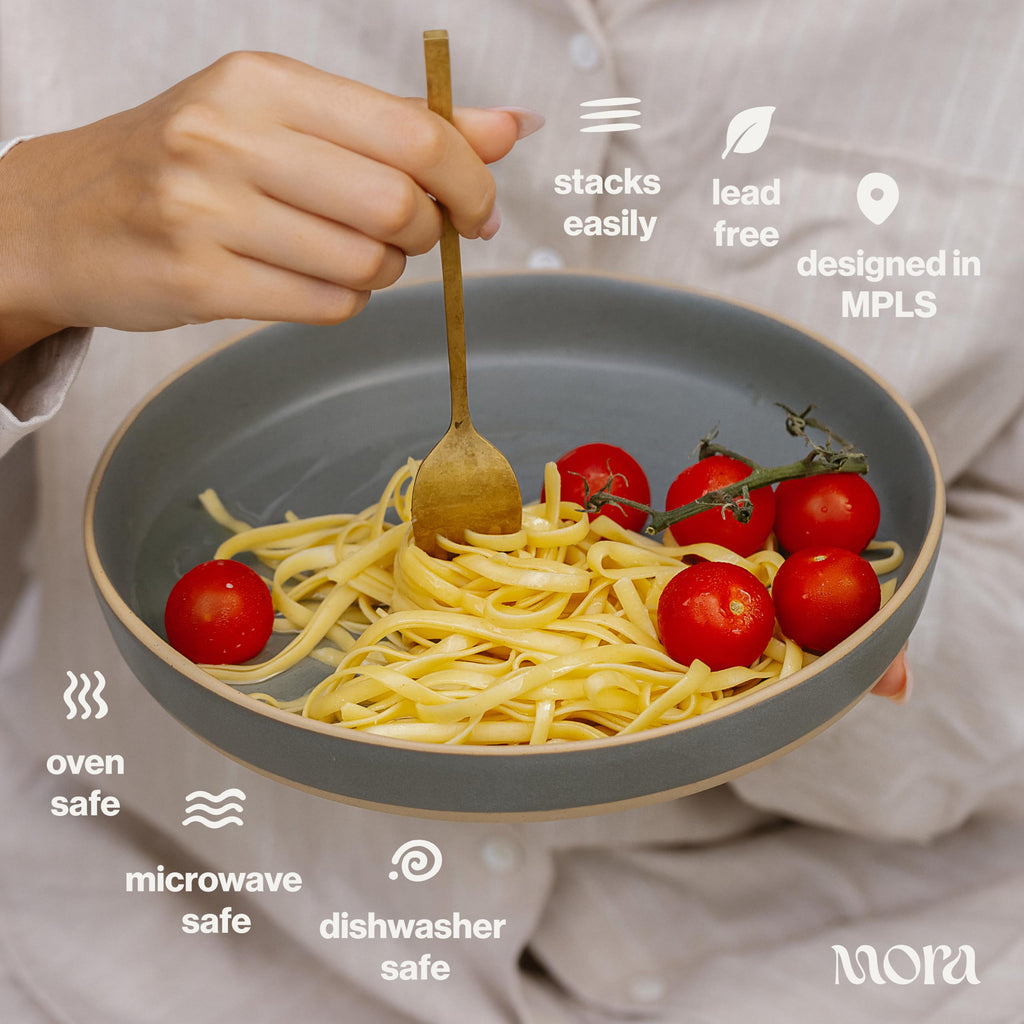 Ceramic Pasta Plate Wide Bowls Set of 4 L240083