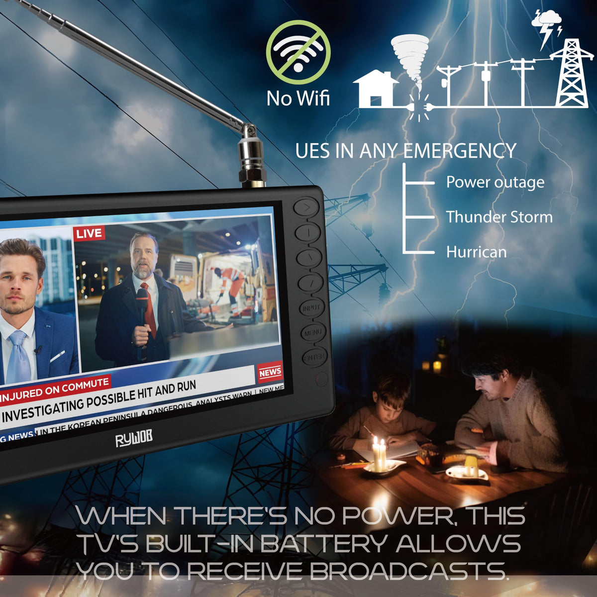 5" Portable Digital ATSC TV with Stand T297