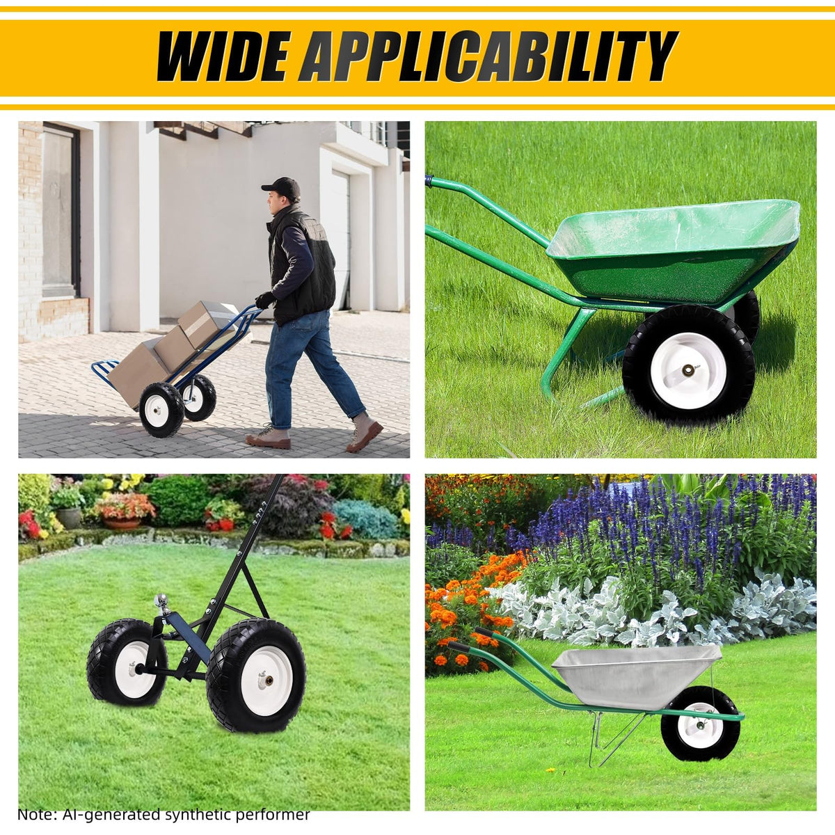 4.80/4.00-8" Flat Free Wheelbarrow Tire and Wheel E56917