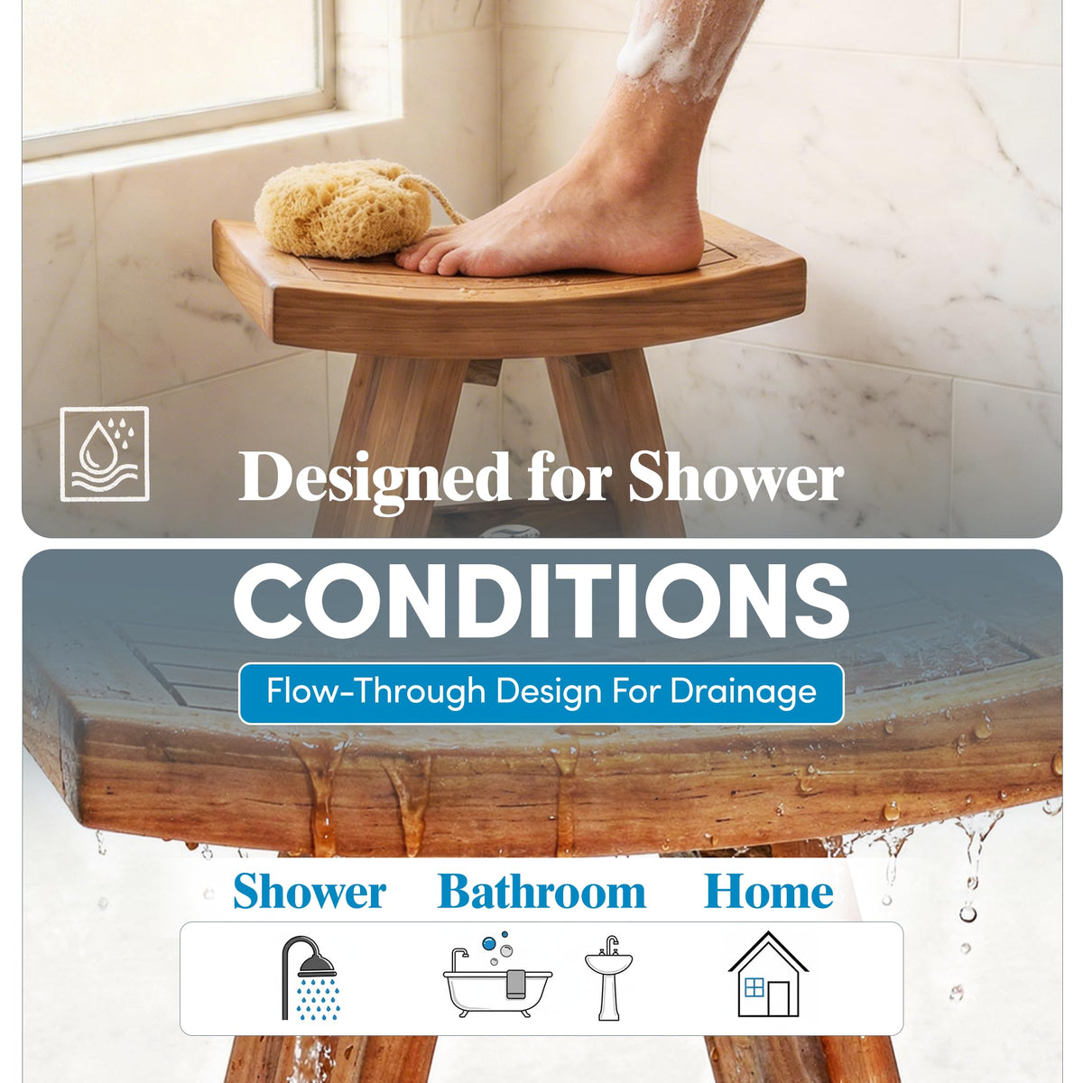 18" Teak Shower Bench R622
