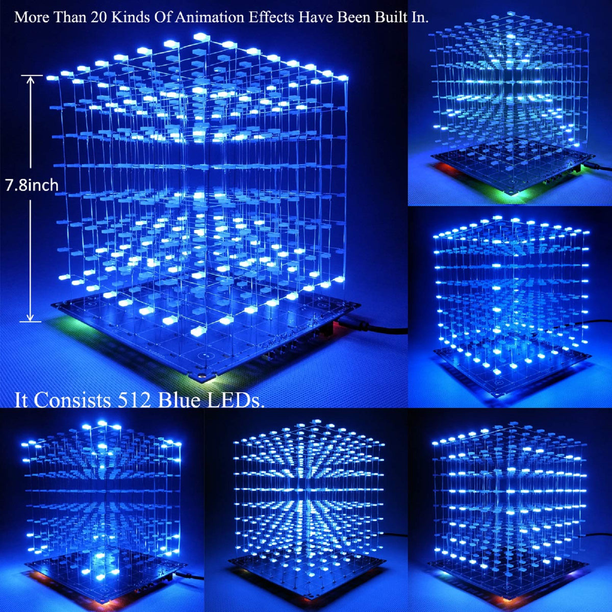 3D Led Cube DIY Electronics Kit 8x8x8 Led Cube DIY Soldering Project Kit W26193