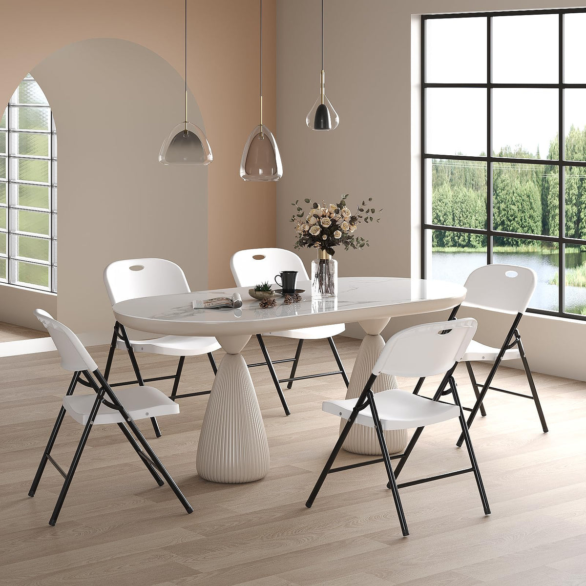 Heavy Duty Plastic Folding Chair with Reinforced Steel Frame V733
