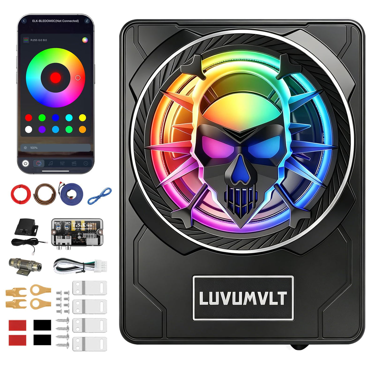 1200W 10" Slim Under Seat Car Subwoofer with Built-in Amplifier A599715