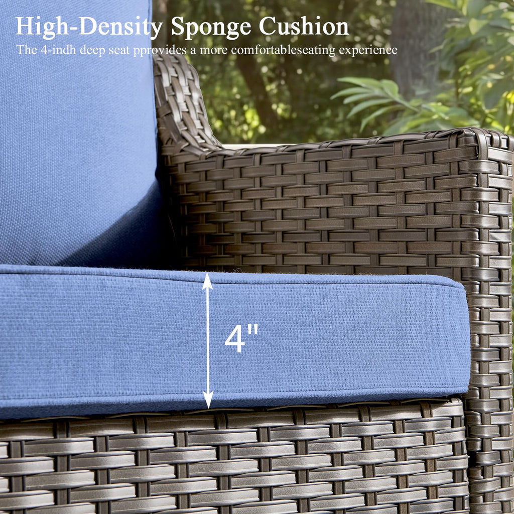 3 Pieces All Weather Wicker Patio Sofa Set with 2 Footstools C23547