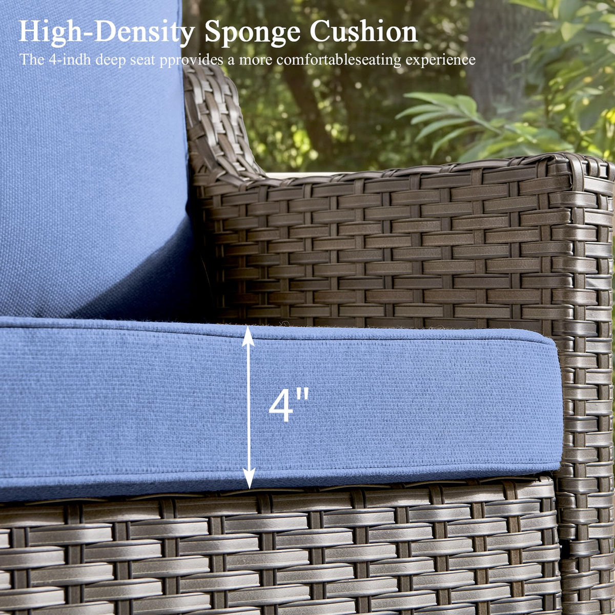 3 Pieces All Weather Wicker Patio Sofa Set with 2 Footstools C23547