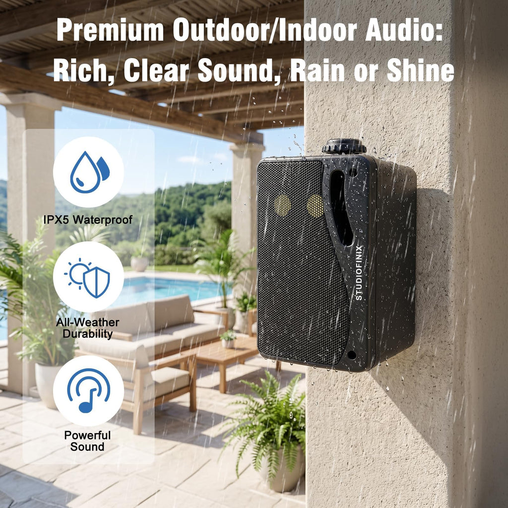 3.5 Inch Indoor Outdoor Wall Mounted Bluetooth Speakers, 200W 3-Way Waterproof, Black, 2 Pack X8881