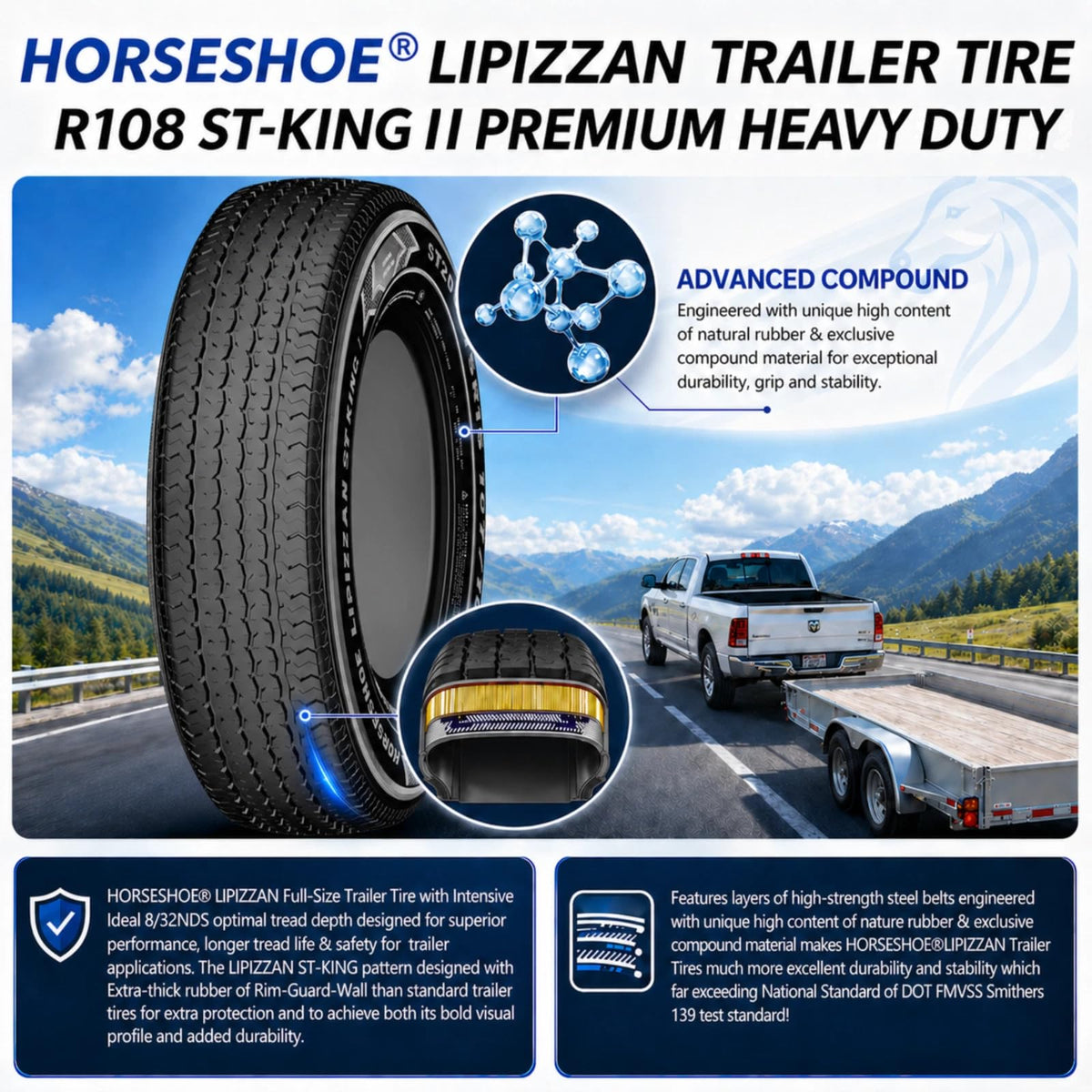 4 ST205/75R15 10PR Steel Belted Radial Trailer Tire B32513
