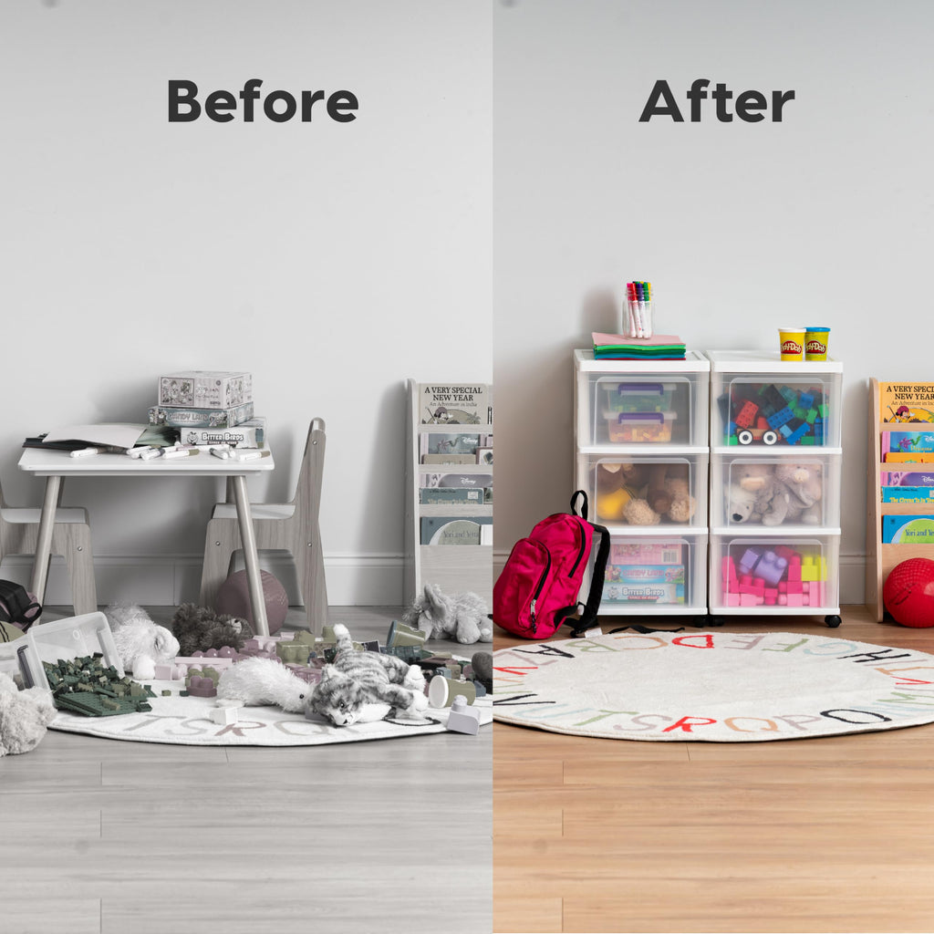 3 Drawer White Clear Storage Organizer Rolling Cart Q7135
