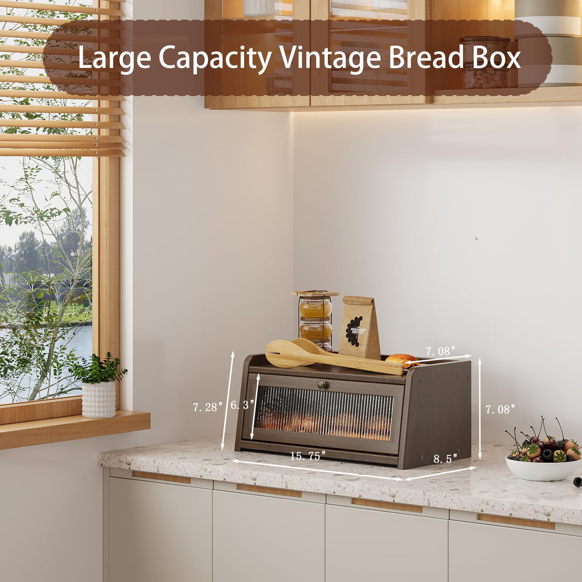 Bamboo Bread Box with Window V965