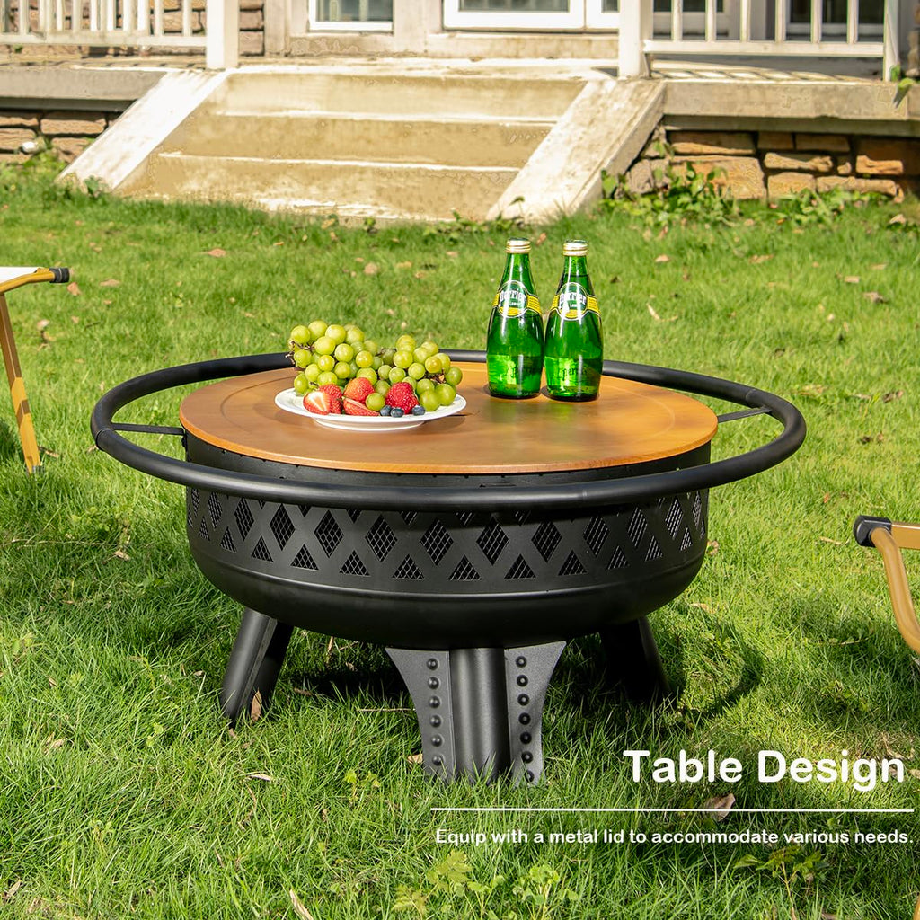 32 Inch Outdoor Fire Pit with Grill A769191