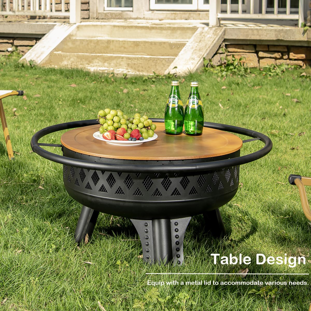 32 Inch Outdoor Fire Pit with Grill A769191