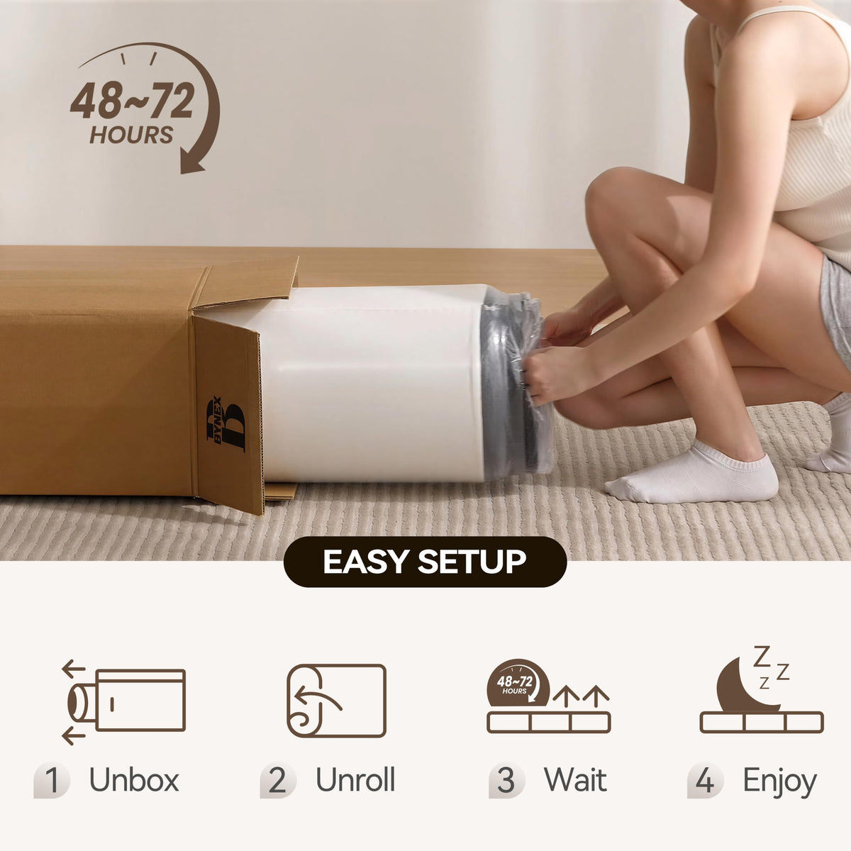 6 Inch Tri Fold Memory Foam Queen Mattress with Washable Cover Y482649