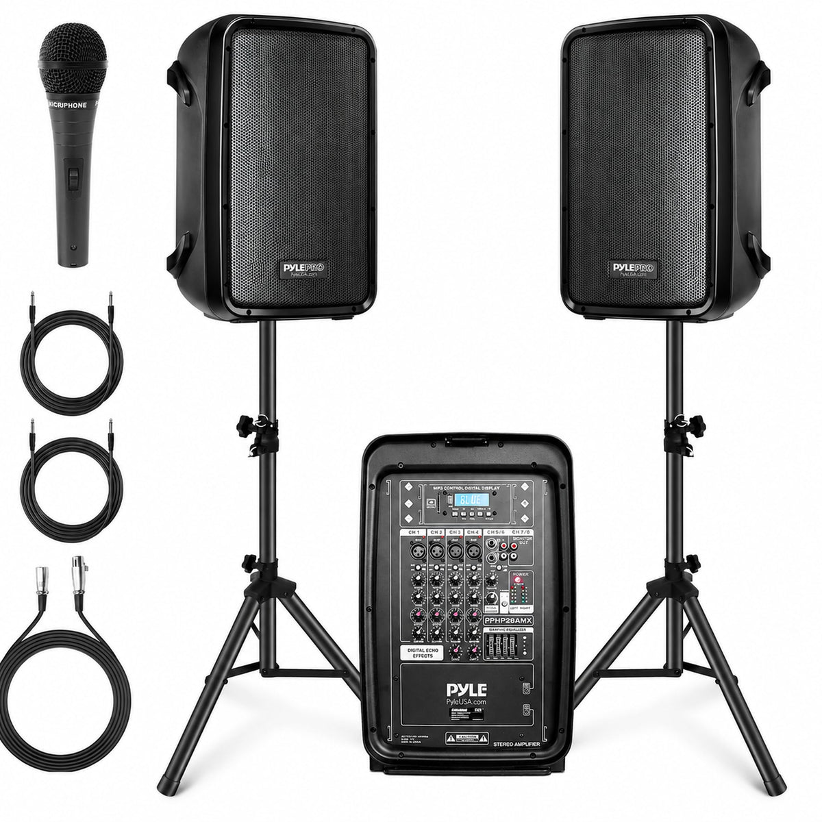 300 W Portable Wireless Bluetooth PA Speaker DJ Mixer Bundle X5030
