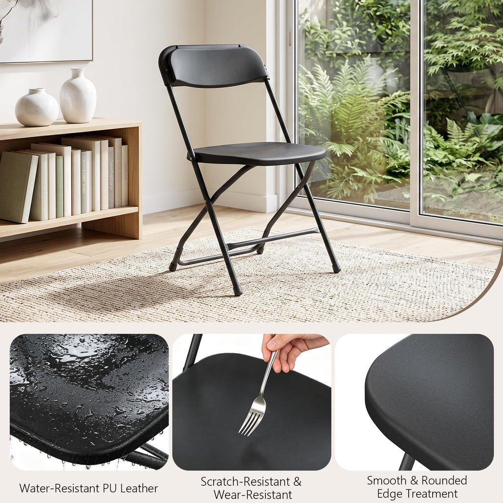 10 Pack Lightweight Stackable Plastic Folding Chairs with Steel Frame J31353