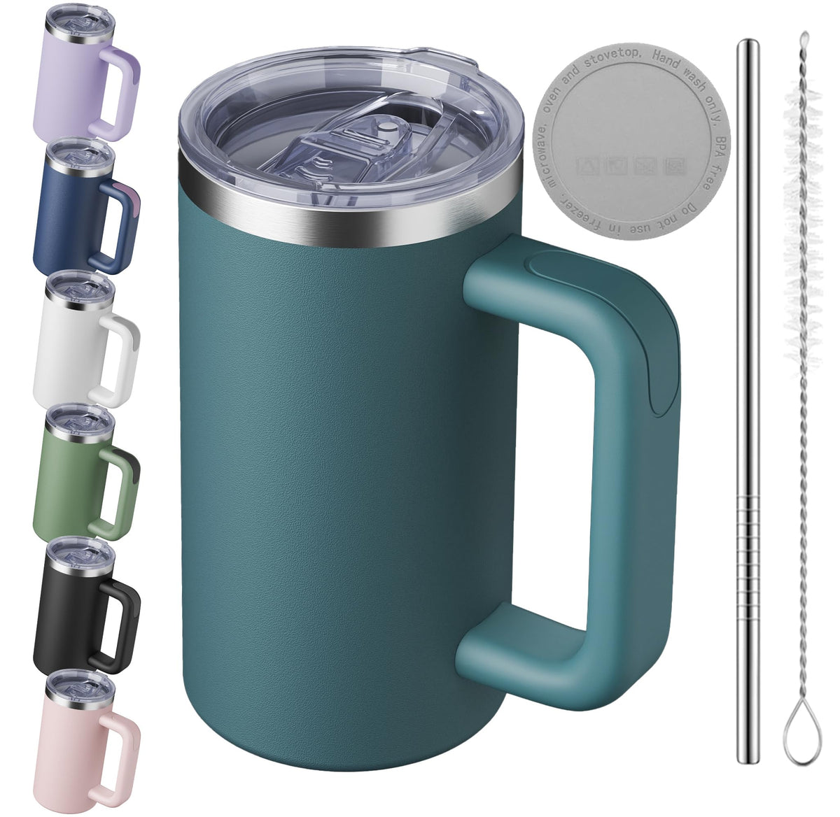 20oz Insulated Coffee Mug With Handle Ocean Blue N48289