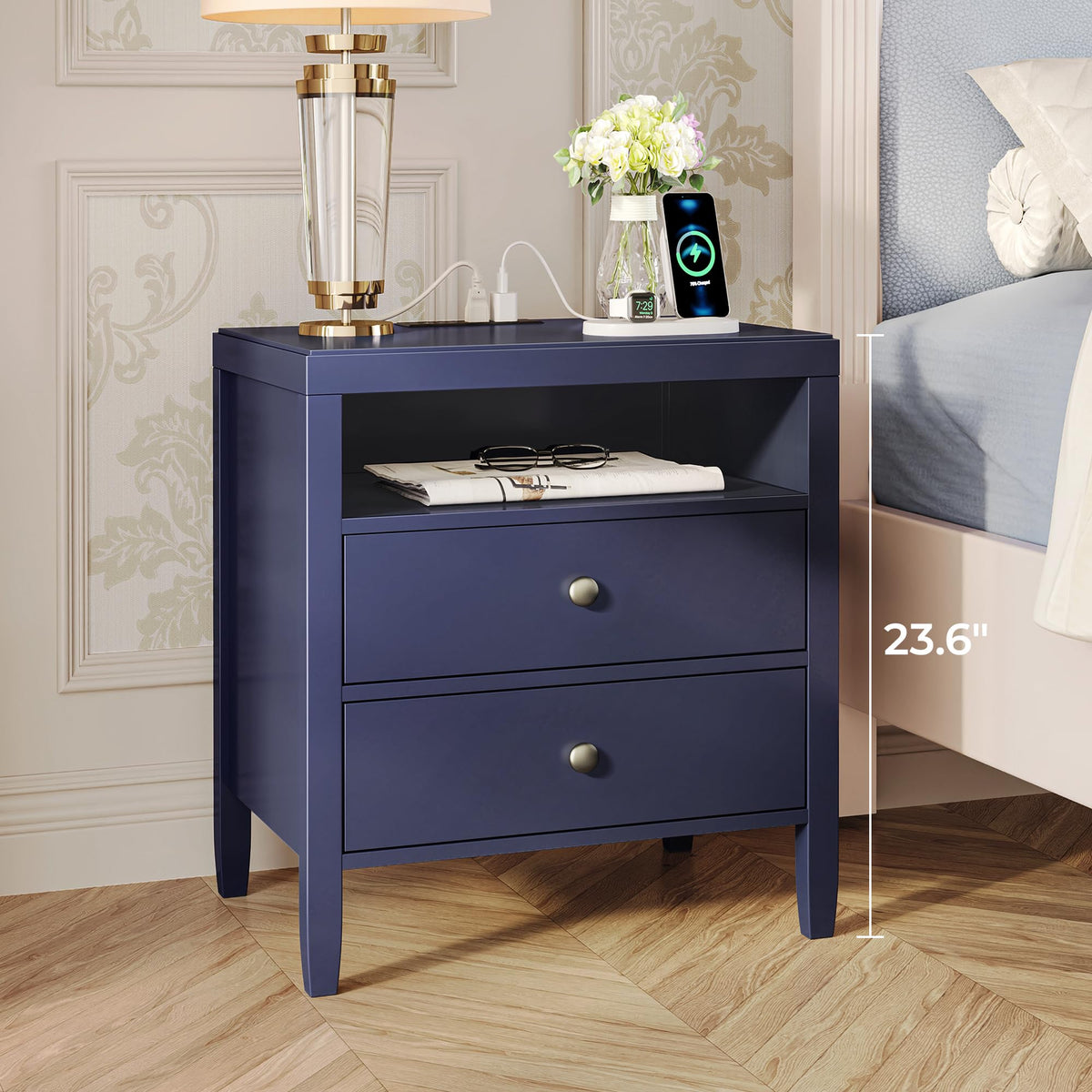 Blue Nightstand Set of 2 W9327