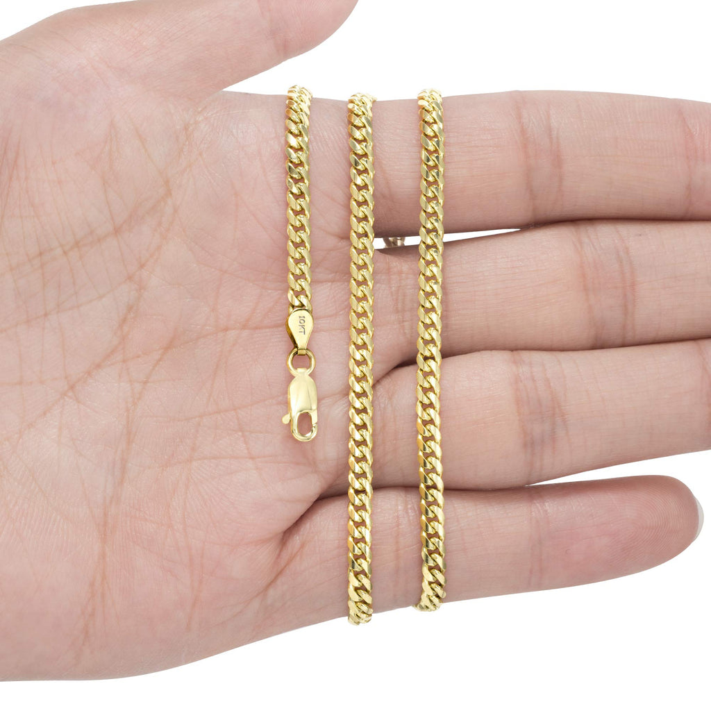 10k Yellow Gold Cuban Link Chain Necklace W600772