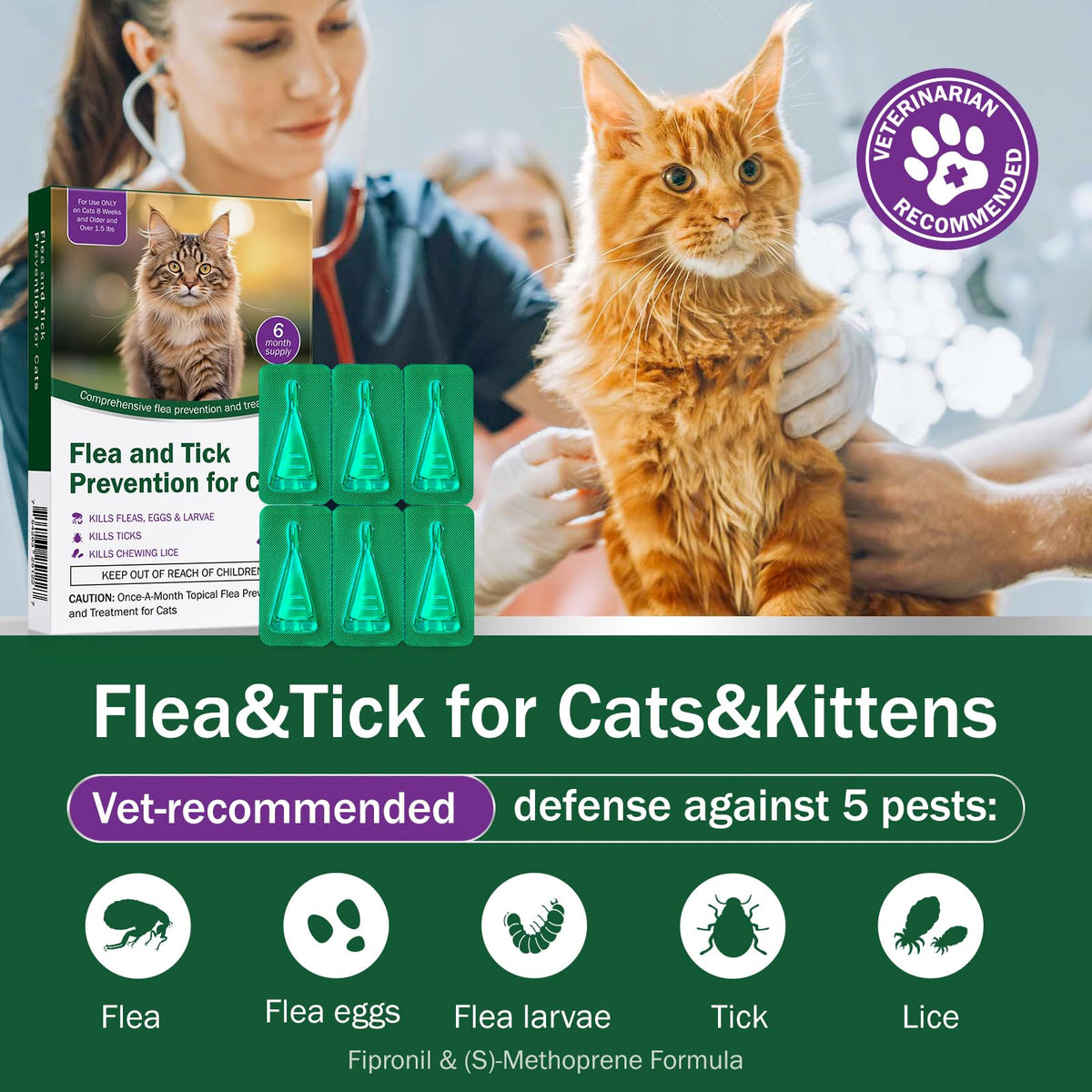 Cat Flea and Tick Prevention 6-Month Supply L6781