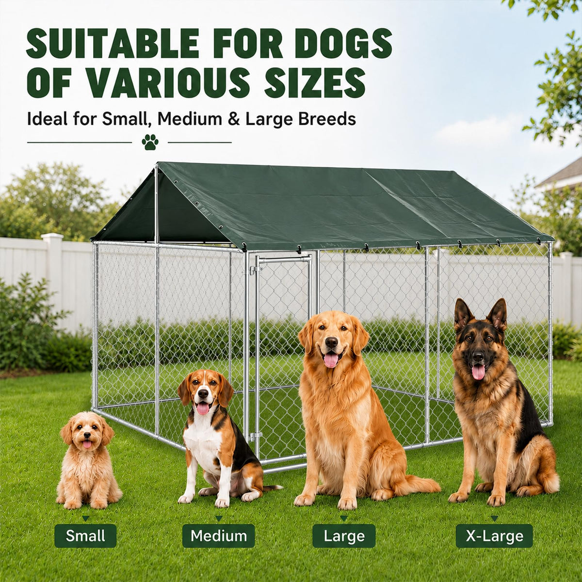 10x10FT Heavy Duty Galvanized Steel Outdoor Dog Kennel Q90979