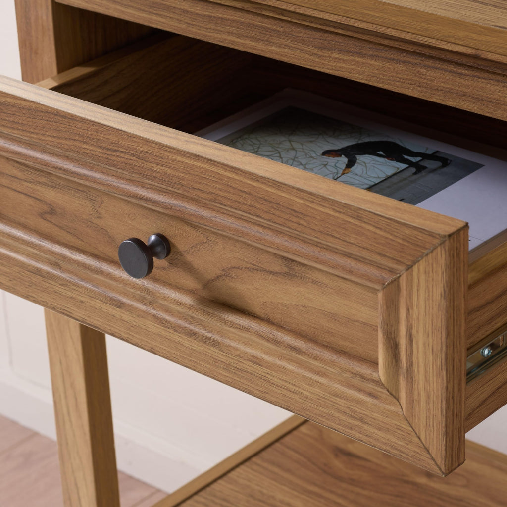 Oak 2-Drawer Console Table with Shelf Storage I21153