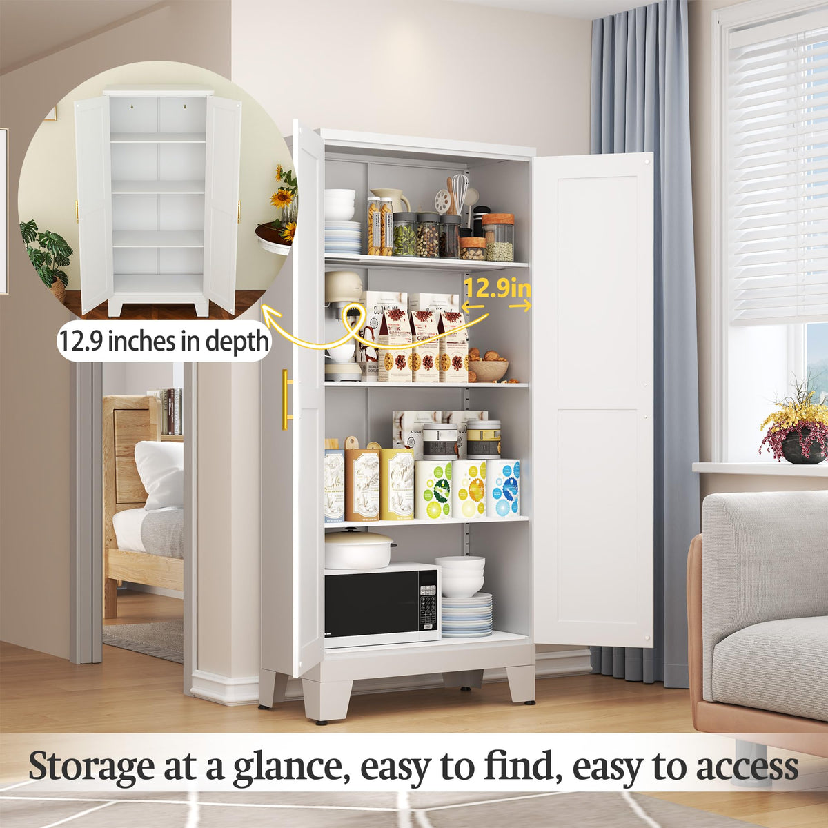 White Metal Storage Cabinet U238