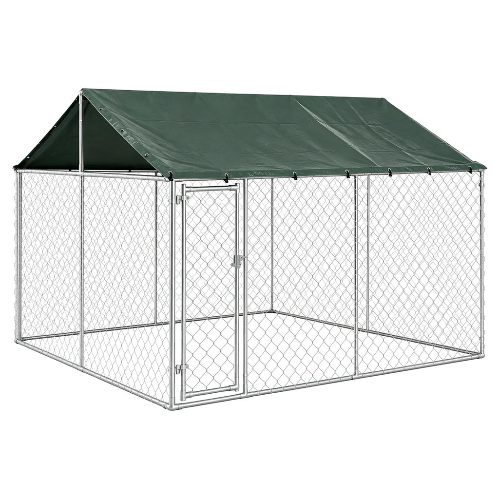 10x10FT Heavy Duty Galvanized Steel Outdoor Dog Kennel Q90979