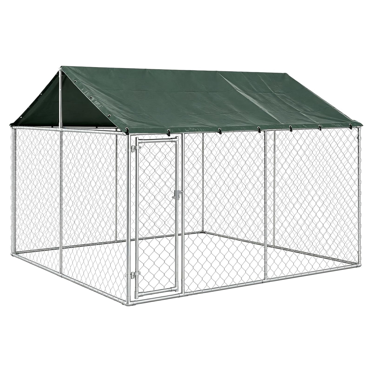 10x10FT Heavy Duty Galvanized Steel Outdoor Dog Kennel Q90979