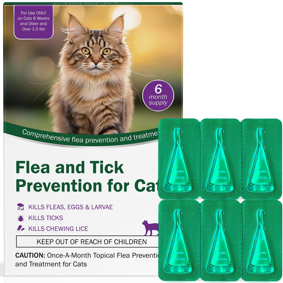 Cat Flea and Tick Prevention 6-Month Supply L6781