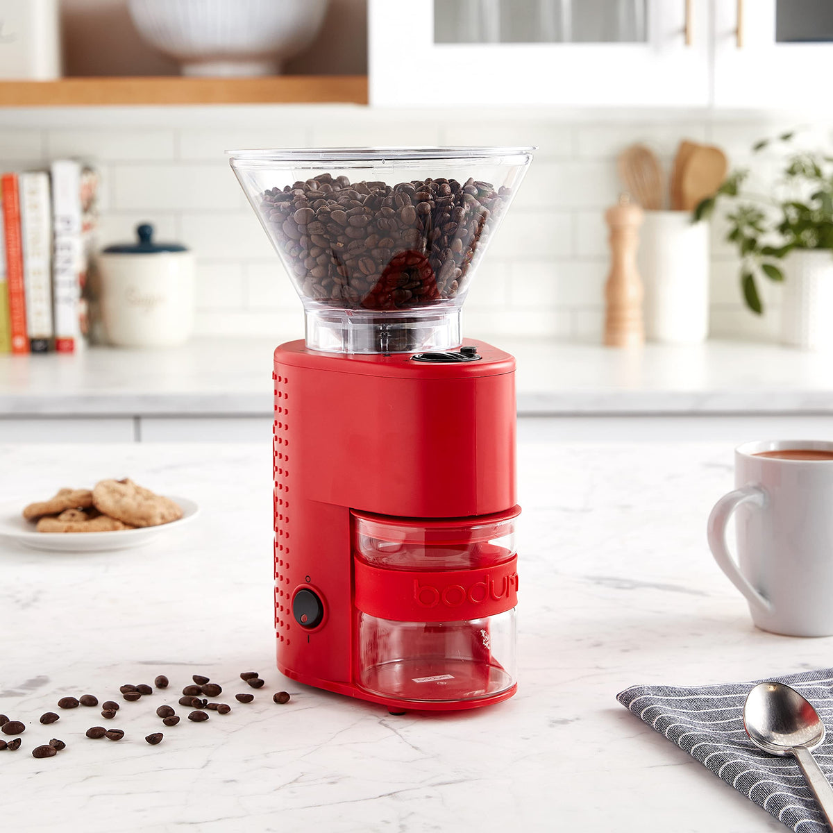 Electric Conical Burr Coffee Grinder, 12 Grind Settings, Red V49651