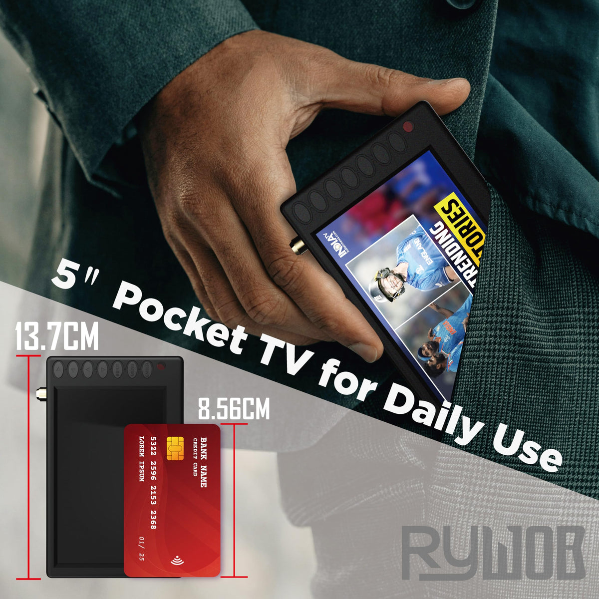 5" Portable Digital ATSC TV with Stand T297