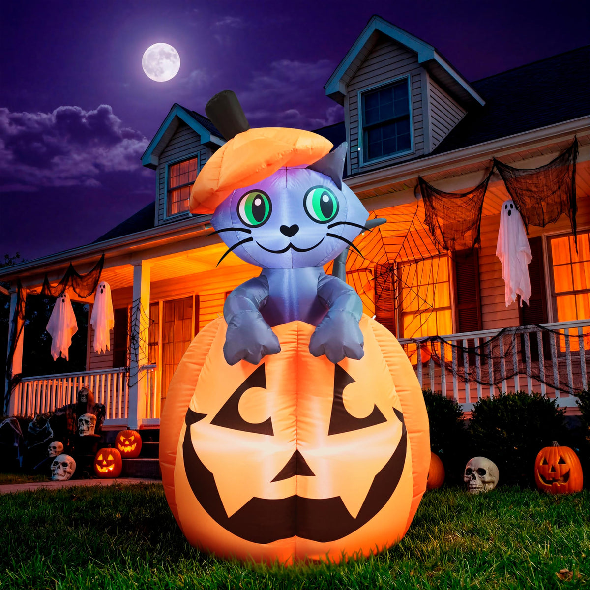 5 FT Animated Pumpkin Inflatable with LEDs O781361