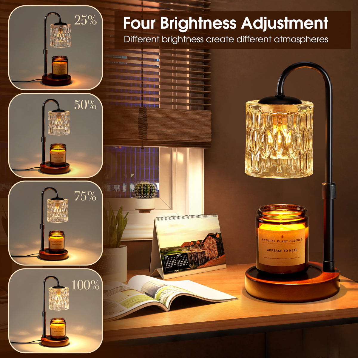 Dimmable Height Adjustable Candle Warmer Lamp with Timer W1525