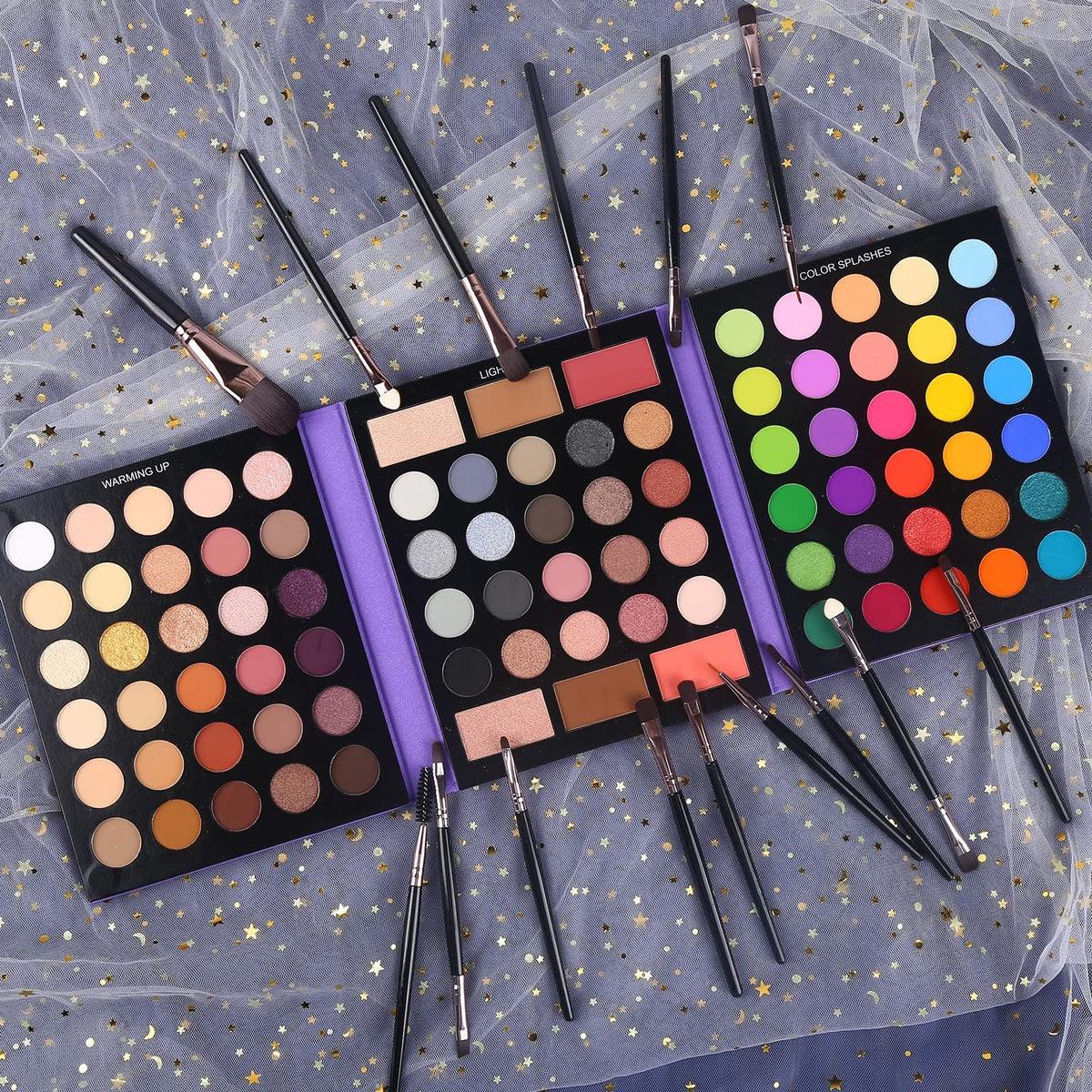 86 Colors Matte Shimmer Eyeshadow Palette with 15 Pcs Brushes D670