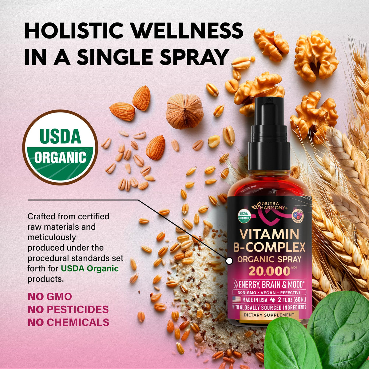 USDA Organic Vitamin B-Complex 20000mcg 2Oz F2842
